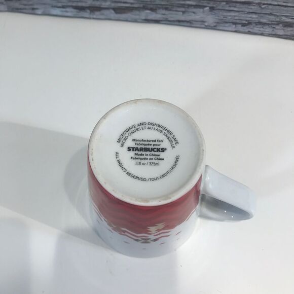 Starbucks Holiday Village geometric chevon red white mug coffee cup - Picture 3 of 4
